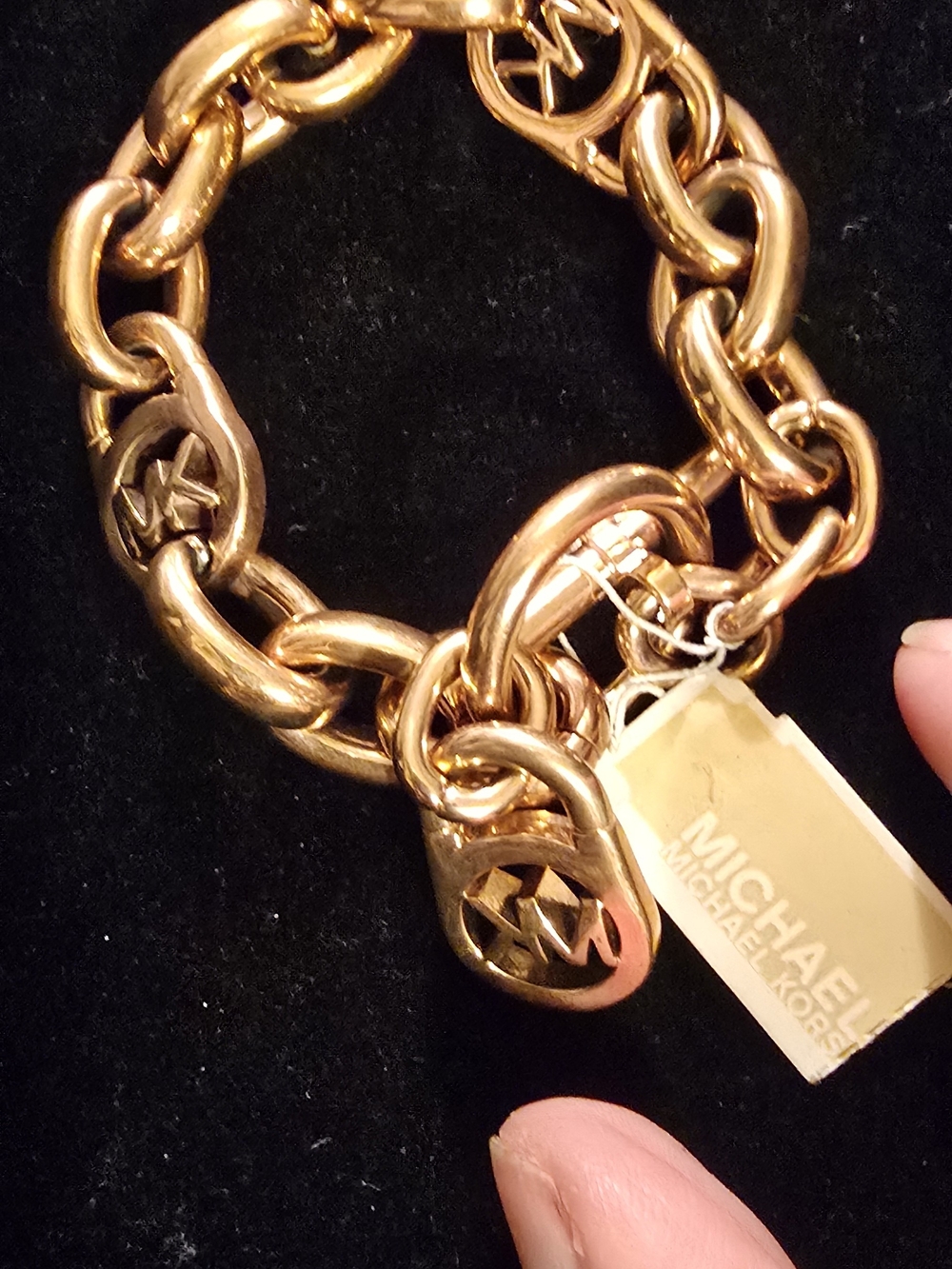 Michael Kors Gold Chain Logo Charm Bracelet with Tag NWT
